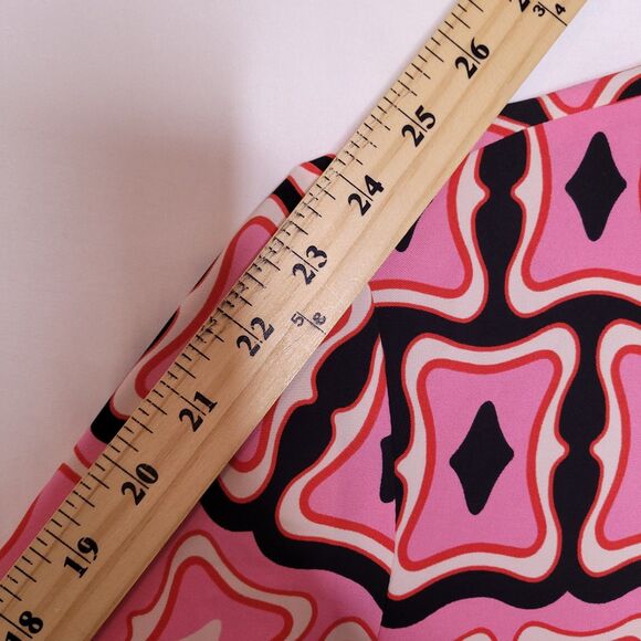 Zara Midi Dress Medium Pink, Black Printed Side Slits Resort - Picture 10 of 12